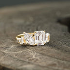 Cluster Moissanite Engagement Ring Emerald and Marquise Cut Ring - MinimalistJewels