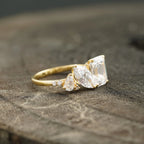 Cluster Moissanite Engagement Ring Emerald and Marquise Cut Ring - MinimalistJewels