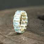Baguette-Cut Aquamarine Full Eternity Wedding Band - MinimalistJewels