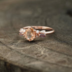 Oval Cut Morganite Gemstone Sterling Silver Engagement Ring - MinimalistJewels