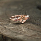 Oval Cut Morganite Gemstone Sterling Silver Engagement Ring - MinimalistJewels