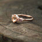 Oval Cut Morganite Gemstone Sterling Silver Engagement Ring - MinimalistJewels