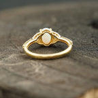 Opal & Sapphire halo Diamond Engagement Ring - MinimalistJewels