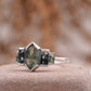 Bezel Set Moss Agate Hexagon Engagement Ring  Left Angle