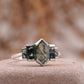 Bezel Set Moss Agate Hexagon Engagement Ring  Right Angle