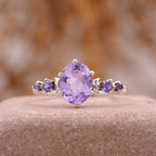 Lavender Amethyst Celestial Moon Design Engagement Ring Women - MinimalistJewels