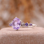 Lavender Amethyst Celestial Moon Design Engagement Ring Women - MinimalistJewels