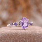 Lavender Amethyst Celestial Moon Design Engagement Ring Women - MinimalistJewels