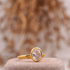 Oval Cut Bezel Set Engagement Ring - MinimalistJewels