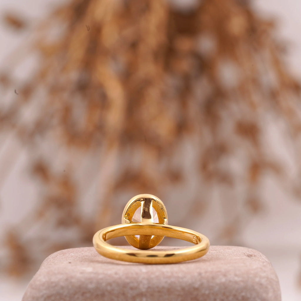 Oval Cut Bezel Set Engagement Ring - MinimalistJewels