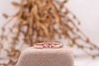 Ruby And Diamond 14k Rose Gold Stacking Wedding Band Women - MinimalistJewels