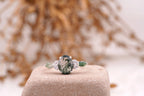 Moss Agate Oval Cut Silver Engagement Ring - MinimalistJewels