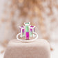 Watermelon Tourmaline Baguette Cut Three Stone Bio Color Cocktail Ring