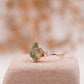 Kite Shaped Moss Agate Engagement Ring