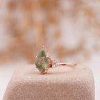 Kite Shaped Moss Agate Engagement Ring - MinimalistJewels