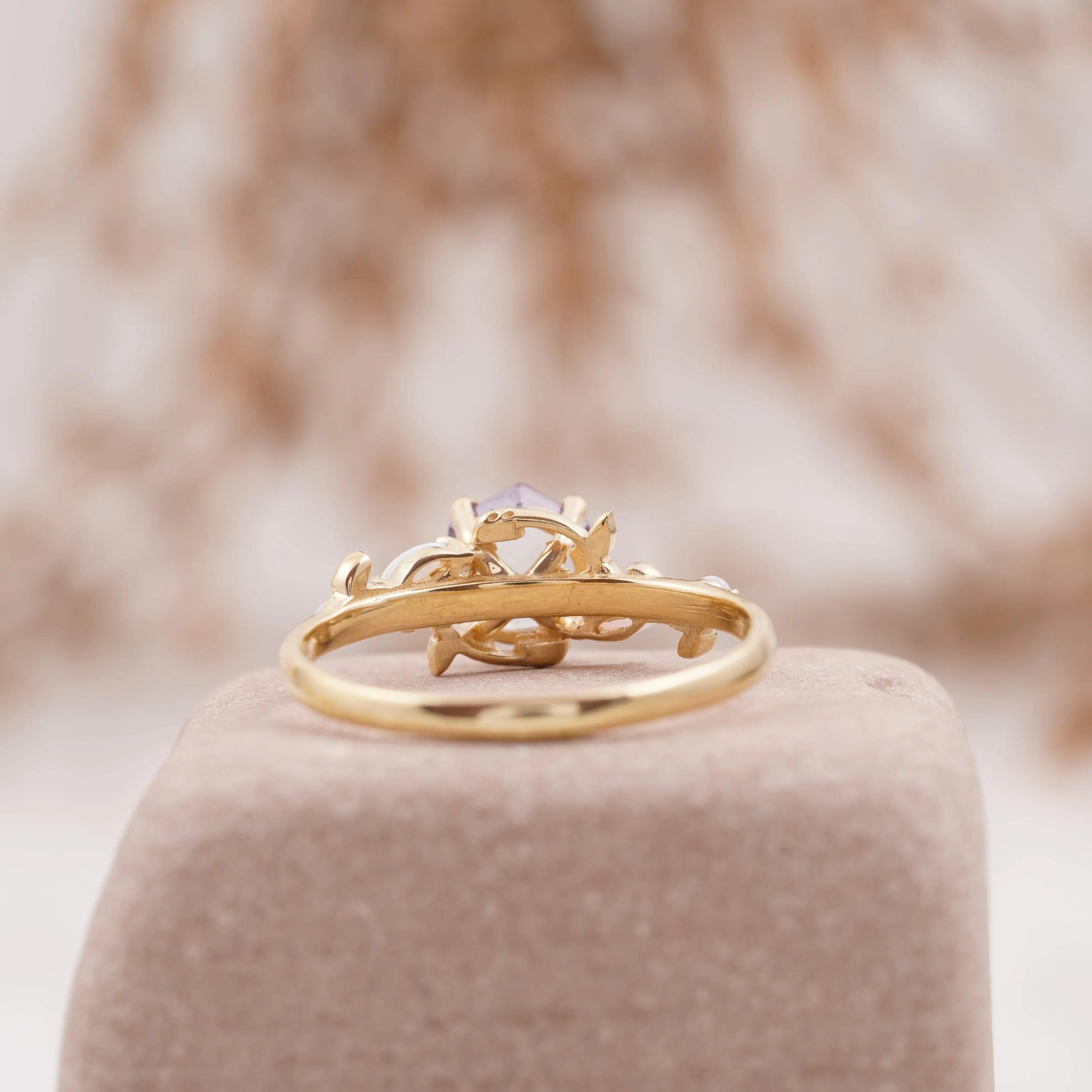 Hexagon Alexandrite Opal Engagement Ring - MinimalistJewels