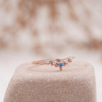 Turquoise Curved CZ Diamond Wedding Band Half Eternity S925 Silver Band For Women - MinimalistJewels