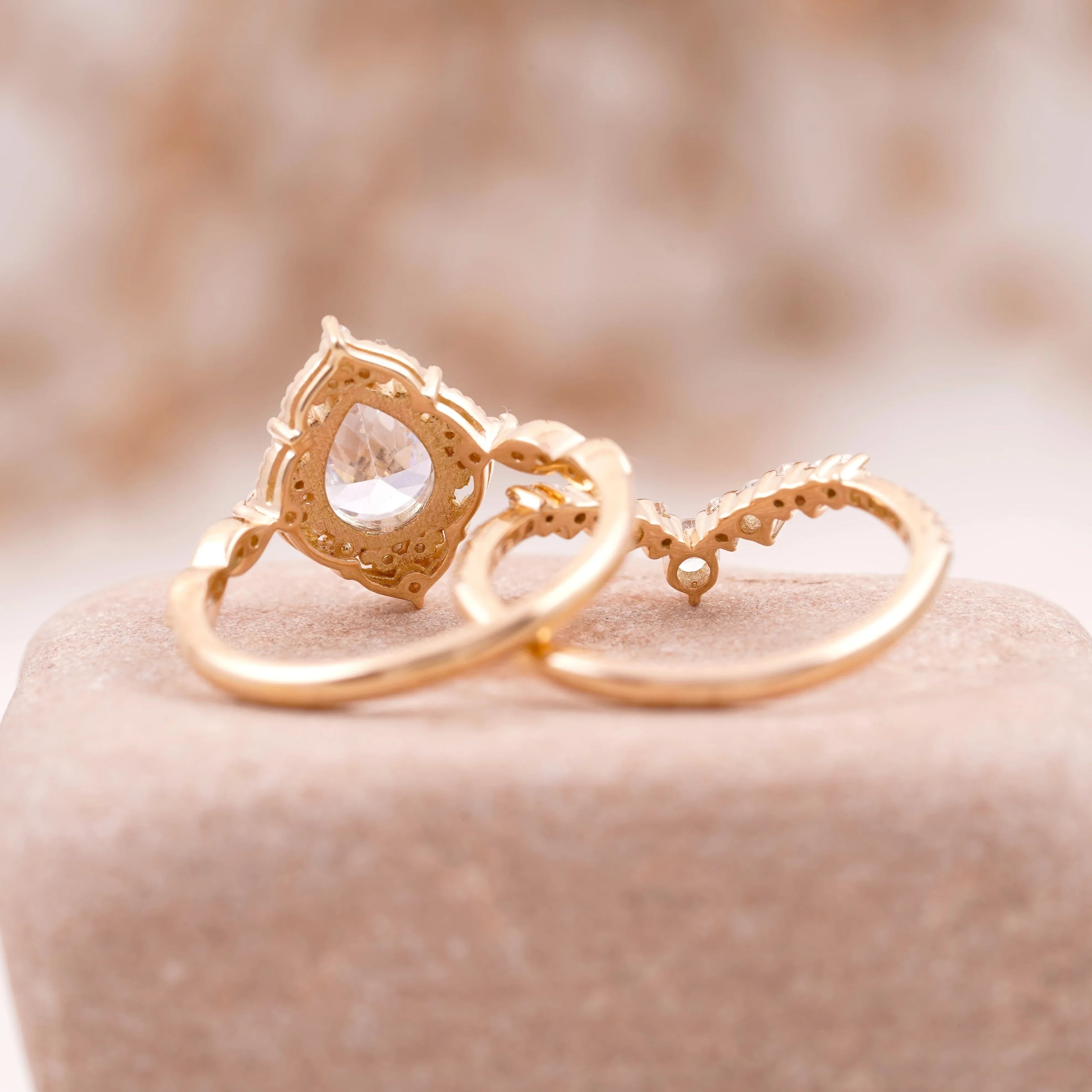 Pear Moissanite Bridal Engagement Ring - MinimalistJewels