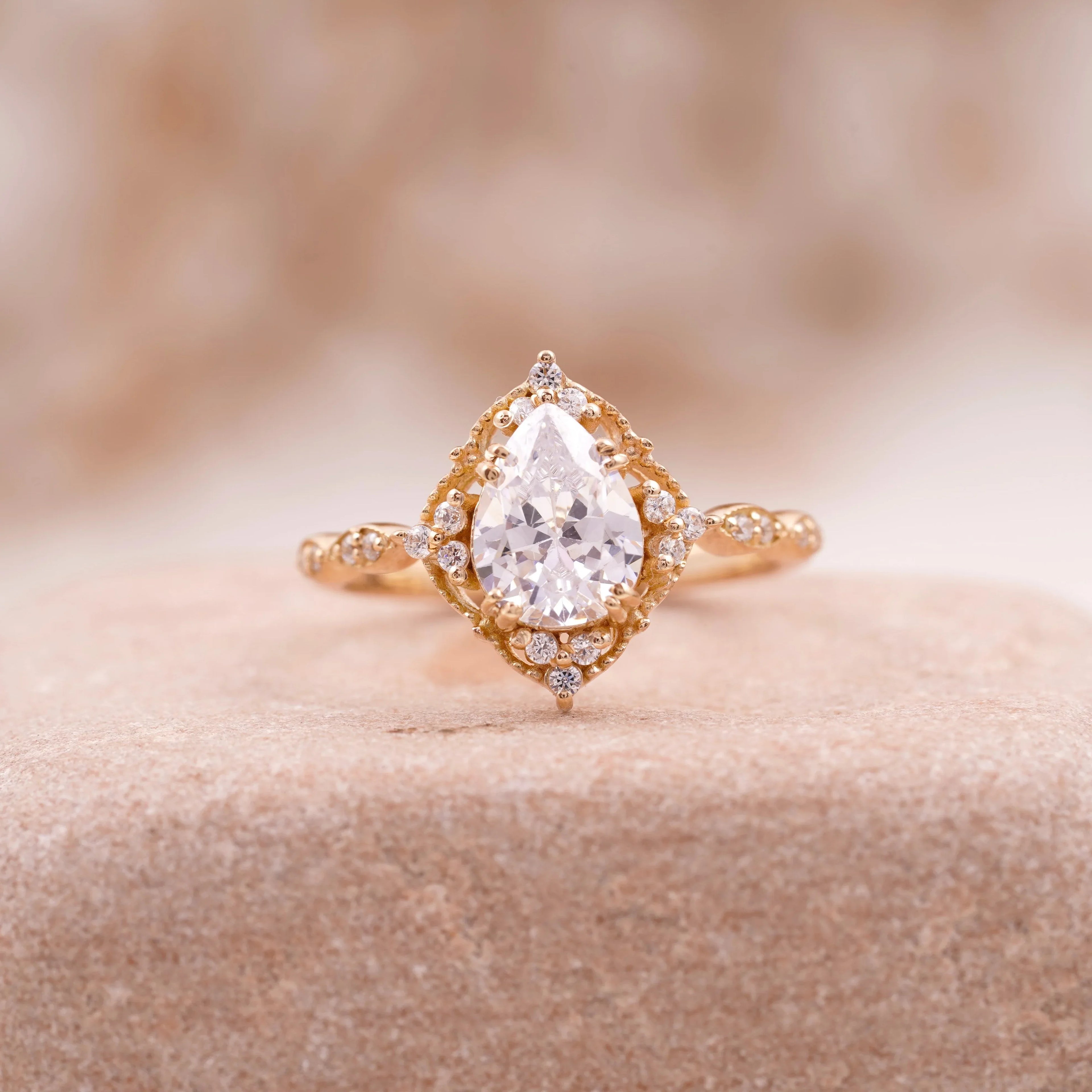 Pear Moissanite Bridal Engagement Ring - MinimalistJewels