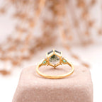 Kite Emerald Moss Agate Hexagon Engagement Ring - MinimalistJewels