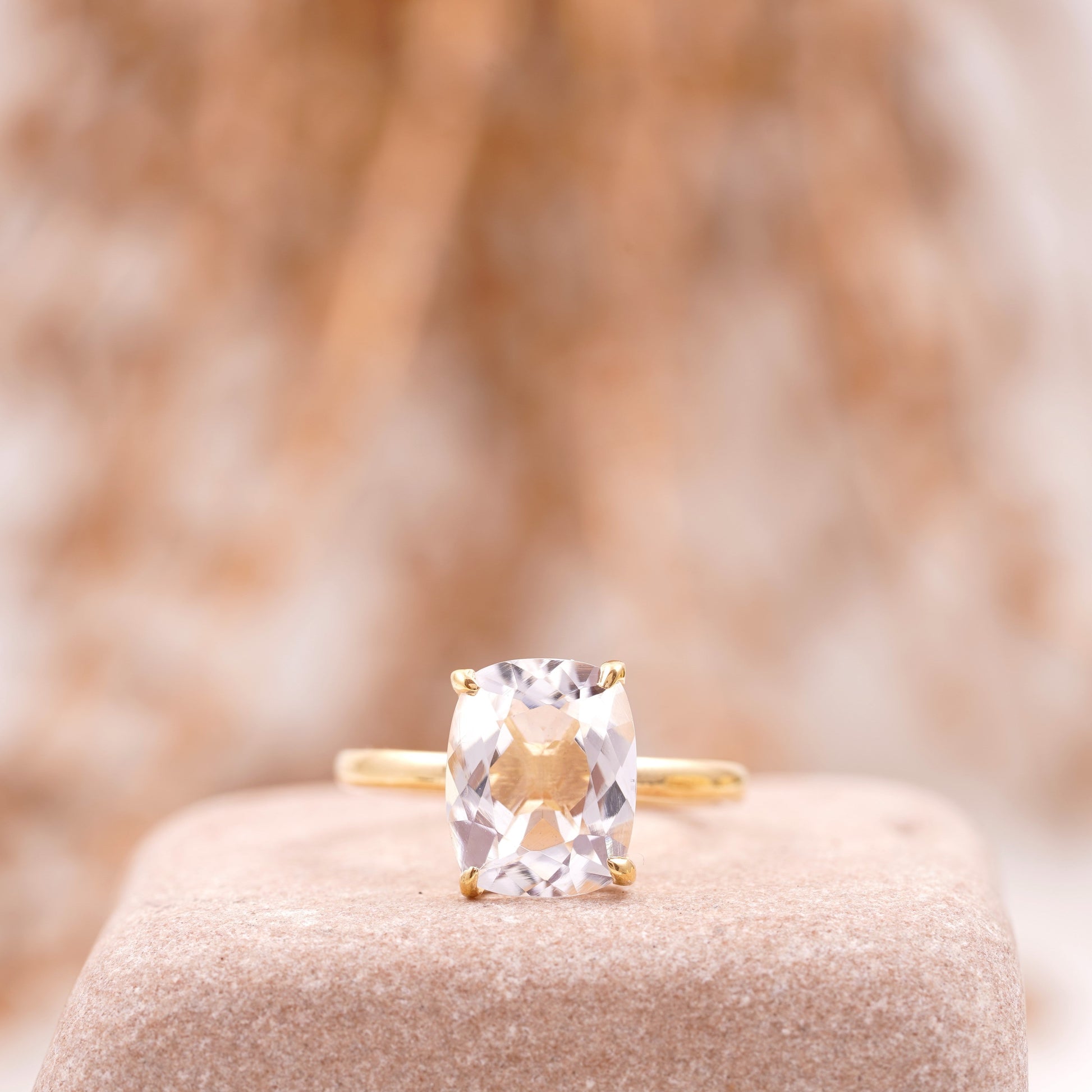 Moissanite Cushion Cut Stacking Gold Engagement Ring