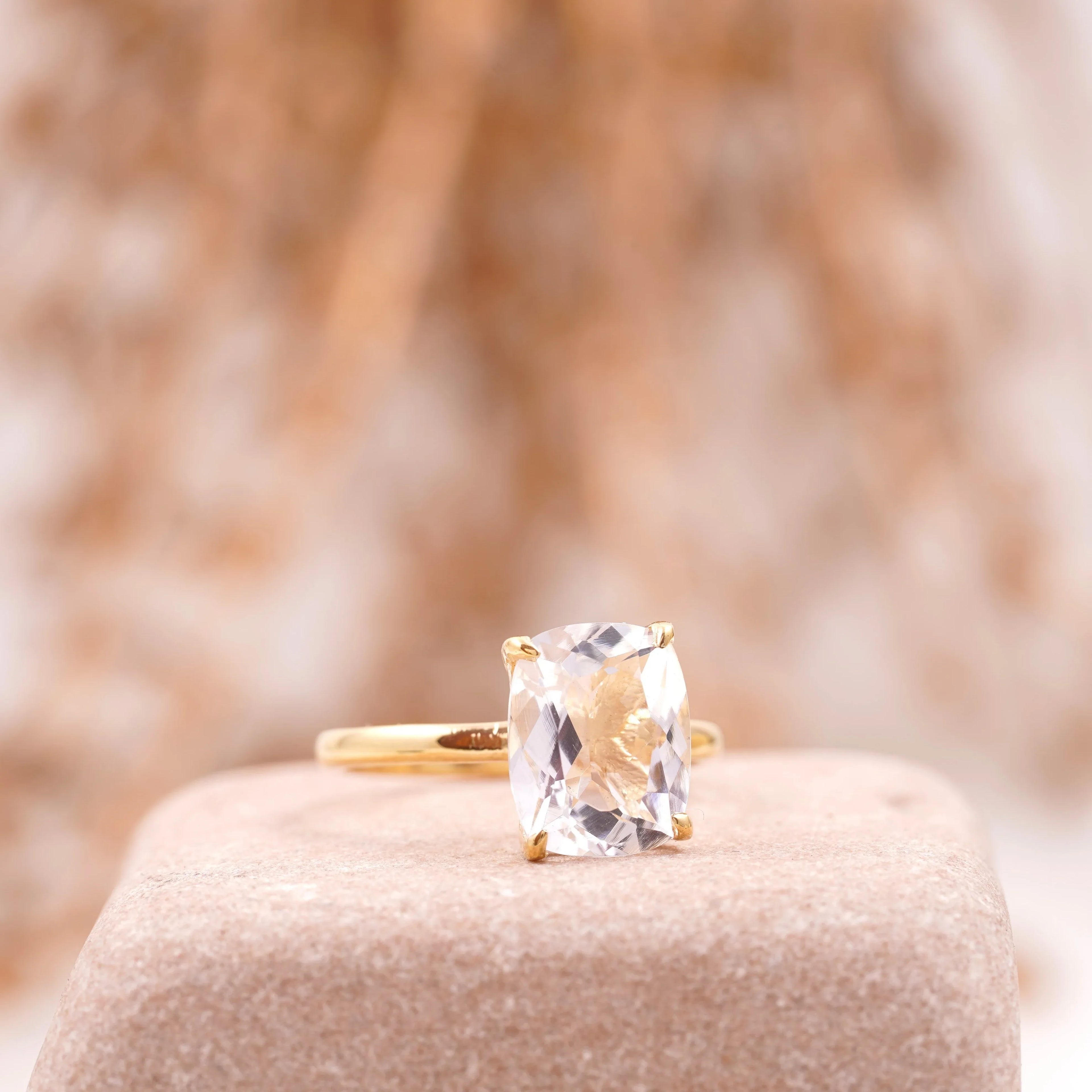 Moissanite Cushion Cut Stacking Gold Engagement Ring - MinimalistJewels