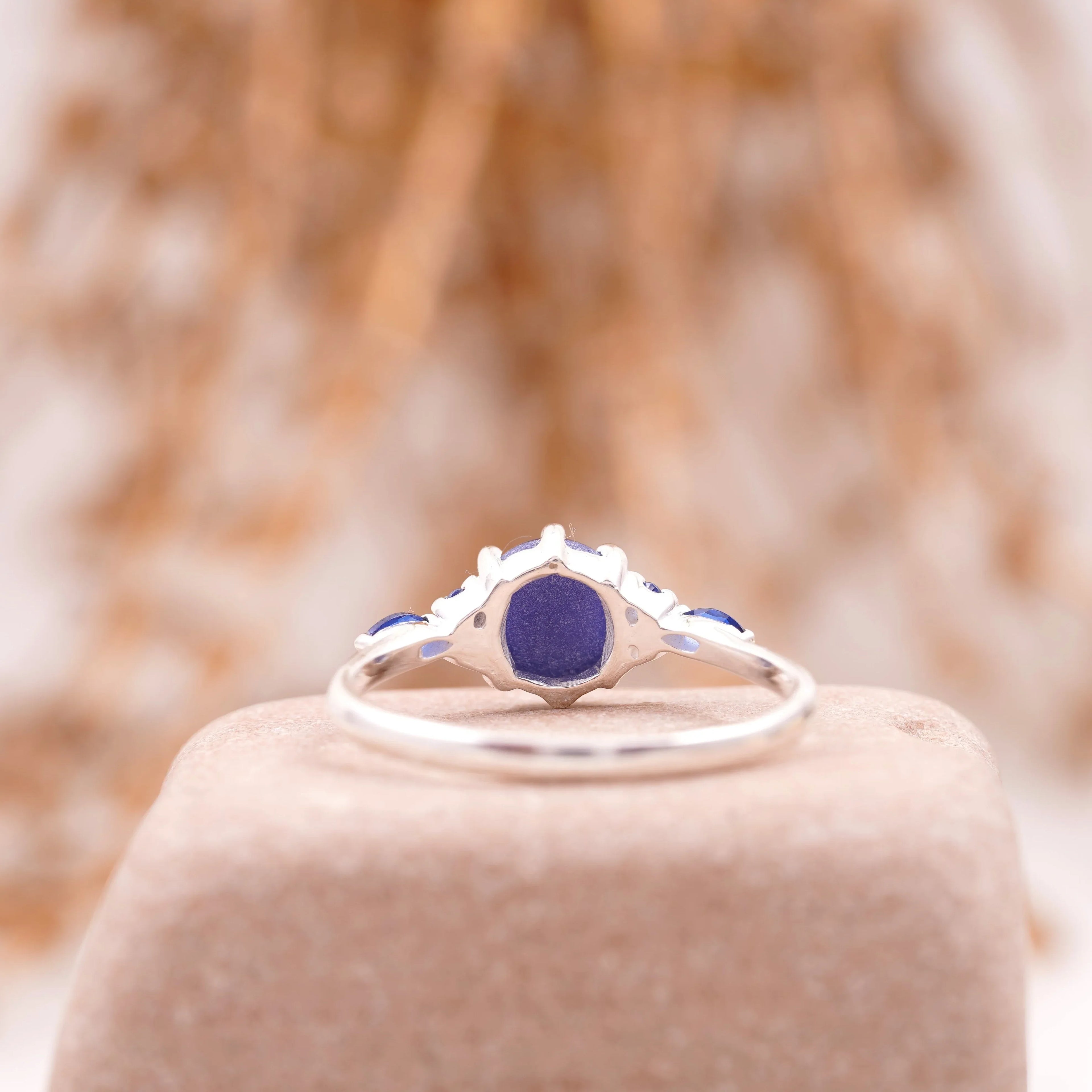 Vintage Blue Star Sapphire Silver Engagement Ring - MinimalistJewels