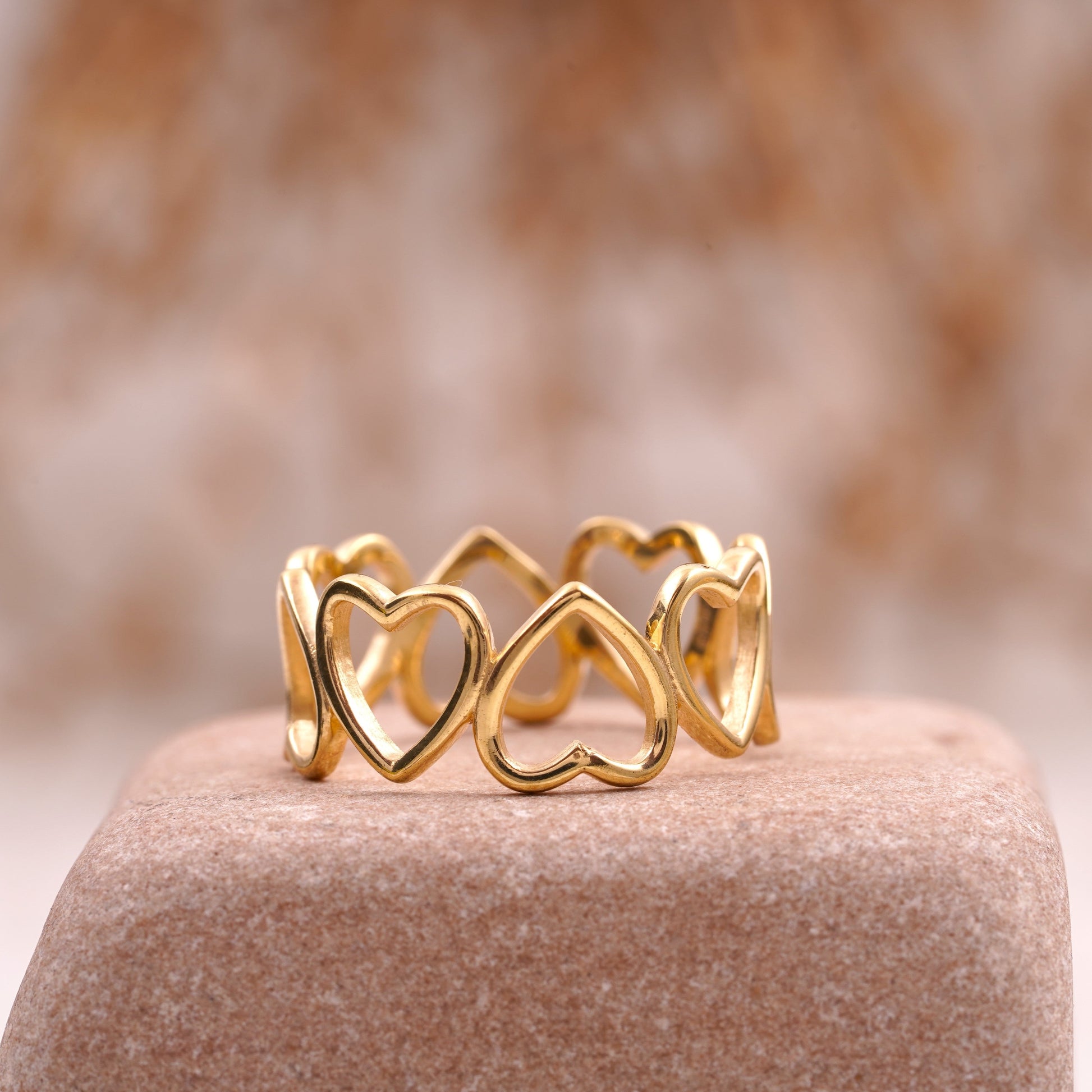 Heart Shaped Solid Gold Stacking Wedding Band 