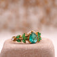 Pear Emerald Cluster Marquise Gold Engagement Ring Right Angle