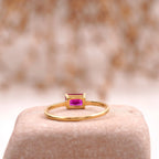 Baguette Cut Ruby 14K Solid Gold Stacking Ring For Women - MinimalistJewels