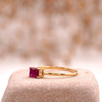 Baguette Cut Ruby 14K Solid Gold Stacking Ring For Women - MinimalistJewels