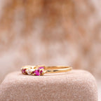 Marquise Cut Ruby Stacking Band 14k Solid Gold Wedding Band - MinimalistJewels