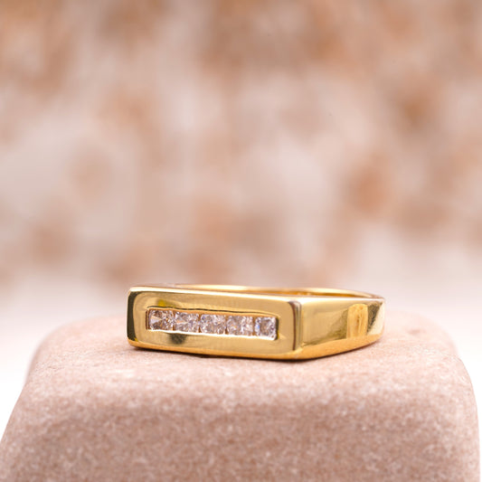 14k yellow gold diamond man's band vintage ring | Free Shipping
