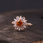 Victoria Citrine Floral CZ Engagement Ring - MinimalistJewels