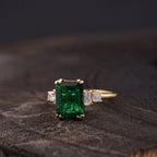 Emerald CZ Diamond Gold Engagement Ring - MinimalistJewels