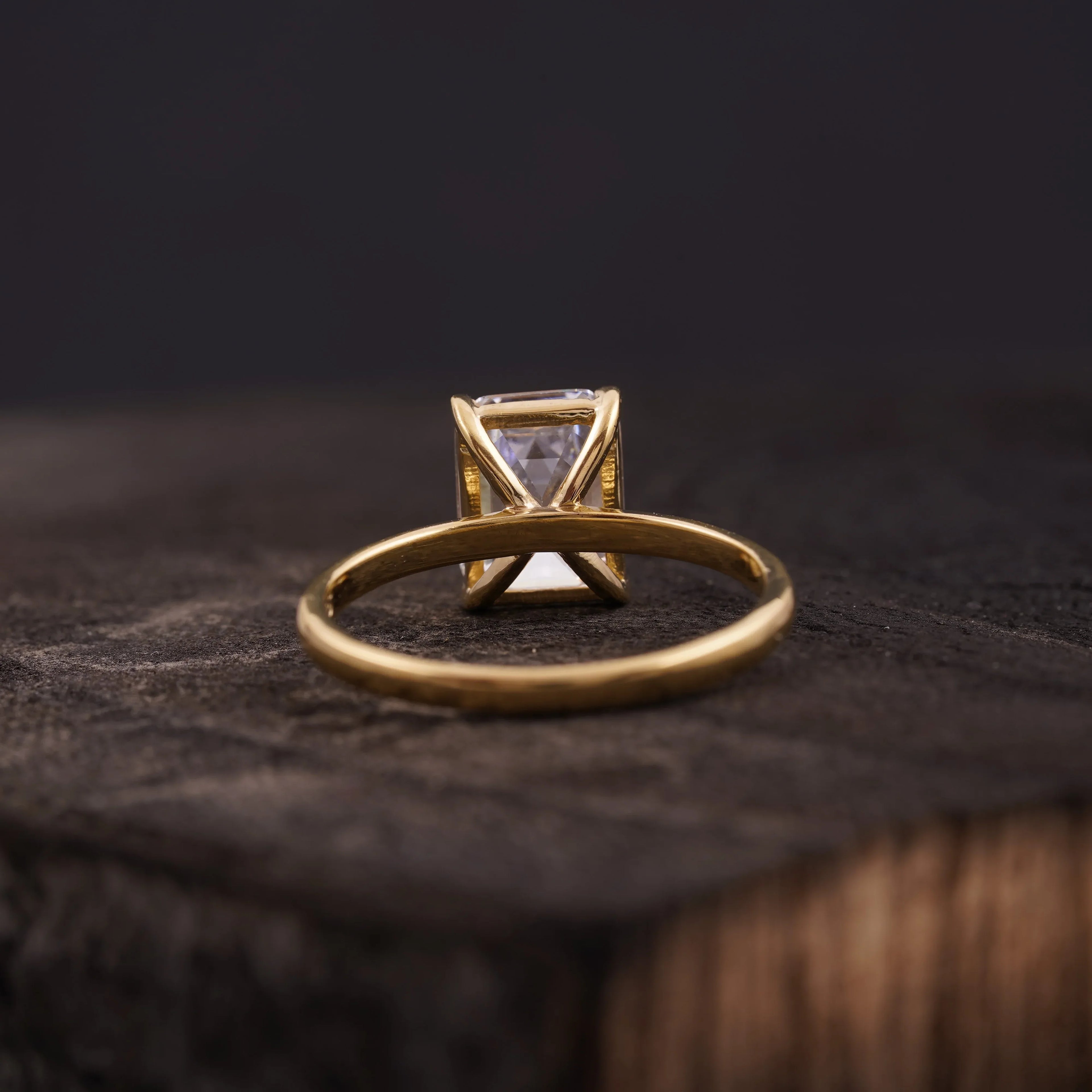 Emerald Cut Moissanite Diamond Solitaire Engagement - MinimalistJewels