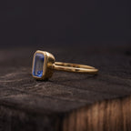 Aquamarine Gemstone Bezel Set Solid Gold Engagement Ring - MinimalistJewels