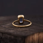 Aquamarine Gemstone Bezel Set Solid Gold Engagement Ring - MinimalistJewels