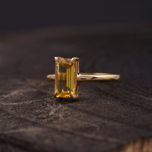 Baguette Citrine Engagement Ring | November Birthstone Jewelry - MinimalistJewels