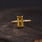 Baguette Citrine Engagement Ring | November Birthstone Jewelry - MinimalistJewels
