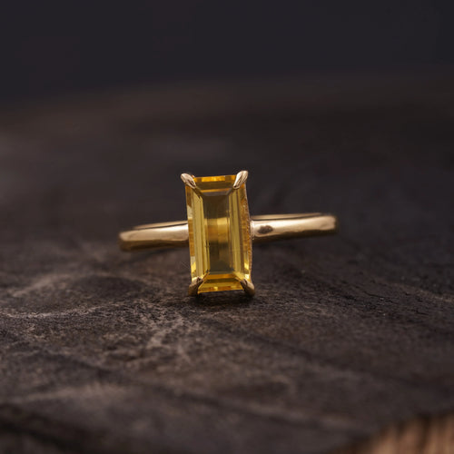 Baguette Citrine Engagement Ring | November Birthstone Jewelry - MinimalistJewels