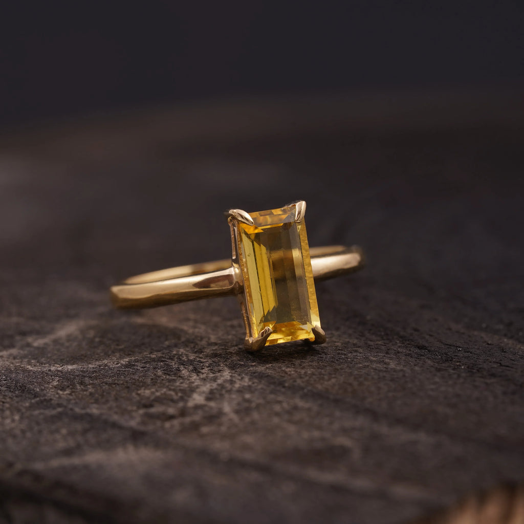 Baguette Citrine Engagement Ring | November Birthstone Jewelry - MinimalistJewels