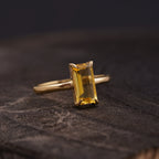 Baguette Citrine Engagement Ring | November Birthstone Jewelry - MinimalistJewels