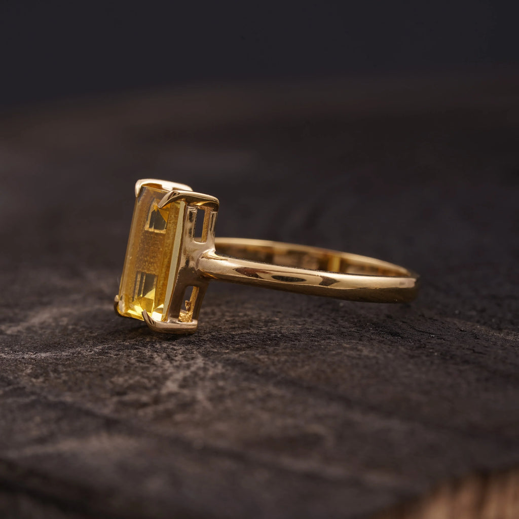 Baguette Citrine Engagement Ring | November Birthstone Jewelry - MinimalistJewels