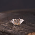 Asscher Cut Peach Moissanite Diamond Ring - MinimalistJewels