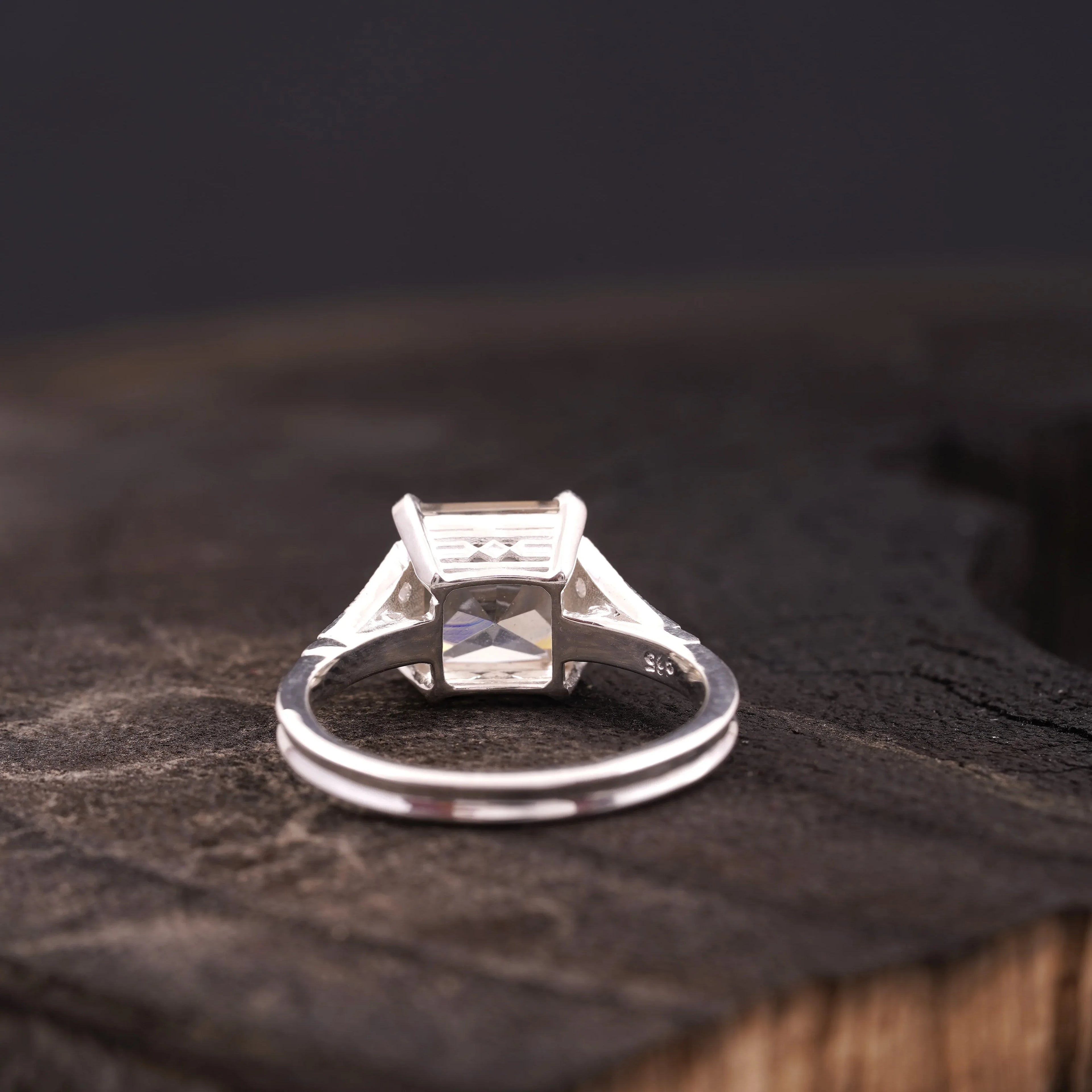 Asscher Cut Peach Moissanite Diamond Ring - MinimalistJewels