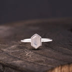Hexagon Cut Moonstone Solitaire Ring - MinimalistJewels