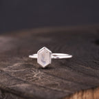 Hexagon Cut Moonstone Solitaire Ring - MinimalistJewels