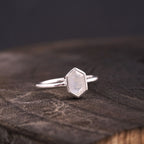 Hexagon Cut Moonstone Solitaire Ring - MinimalistJewels