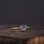 Dainty Heart Aquamarine Stacking Ring - MinimalistJewels